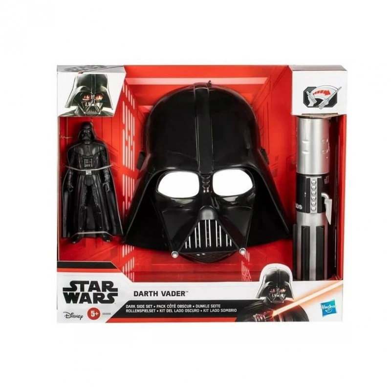 Комплект за игра Hasbro Star Wars, Фигурка Dart Vader 15 cm, Маска и светлинен меч, 5+ години