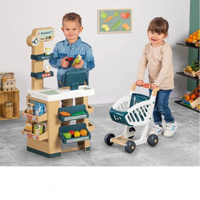 Детски супермаркет Smoby, Звукови ефекти и 34 аксесоари, 89 х 49 х 38 см.