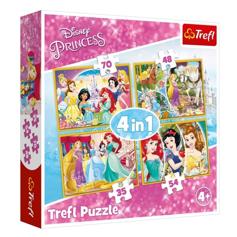 Детски пъзел Trefl, 4в1, Princess, 207 части, 4+ години