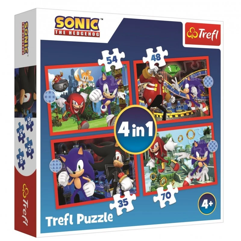 Детски пъзел Trefl, 4в1, Sonic, 207 части, 4+ години