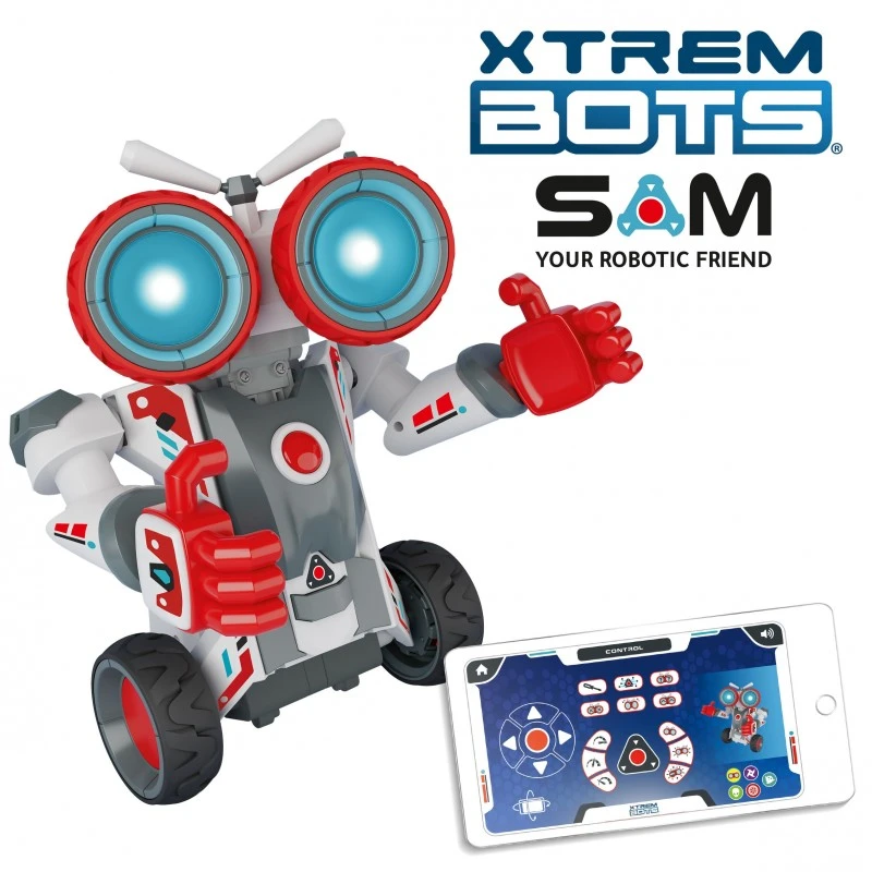 Робот за сглобяване XTREM BOTS Sam, Контрол и програмиране на движенията му чрез приложение, 130 части, 33 x 27 x 37 cm, 8+ години