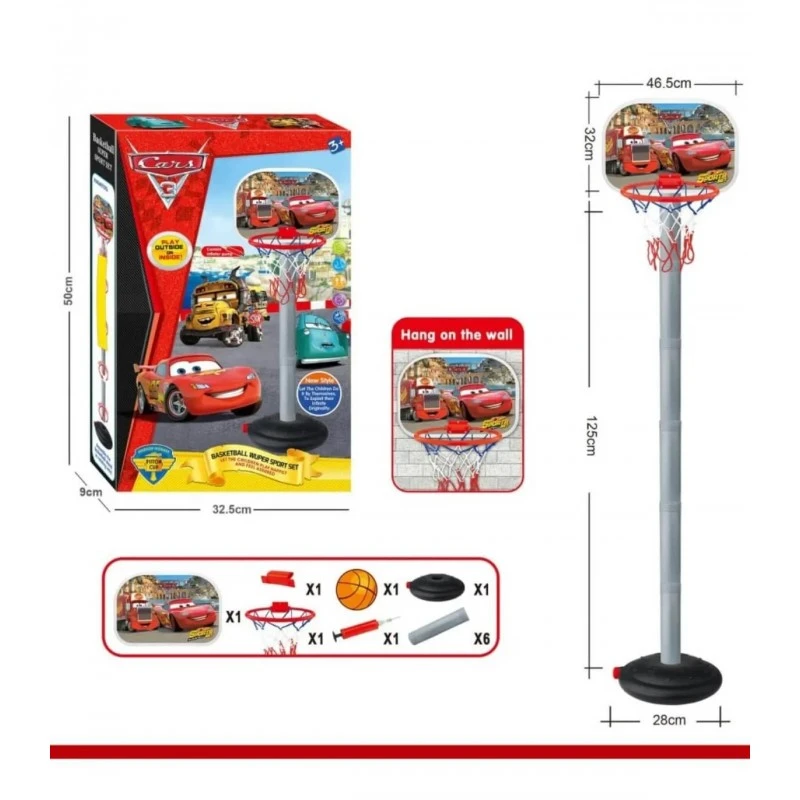 Баскетболен кош на стойка с мини топка Колите, Cars MaQueen 125 cm