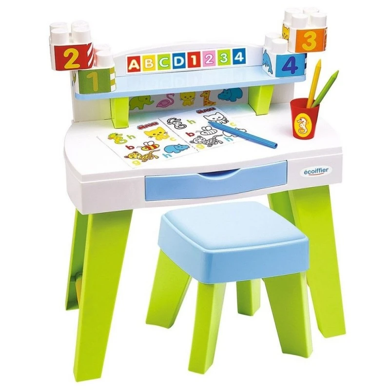 Маса за рисуване Ecoiffier, Със стол и книжки за оцветяване, (48 х 43 х 20 см), My Very First Desk Maxi Abrick