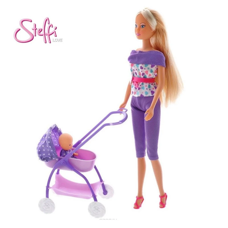 Кукла Стефи Лов и количка с бебе, Steffi Love Baby Walk Baby Doll Set, 33 x 7 x 20 cm, Асортимент