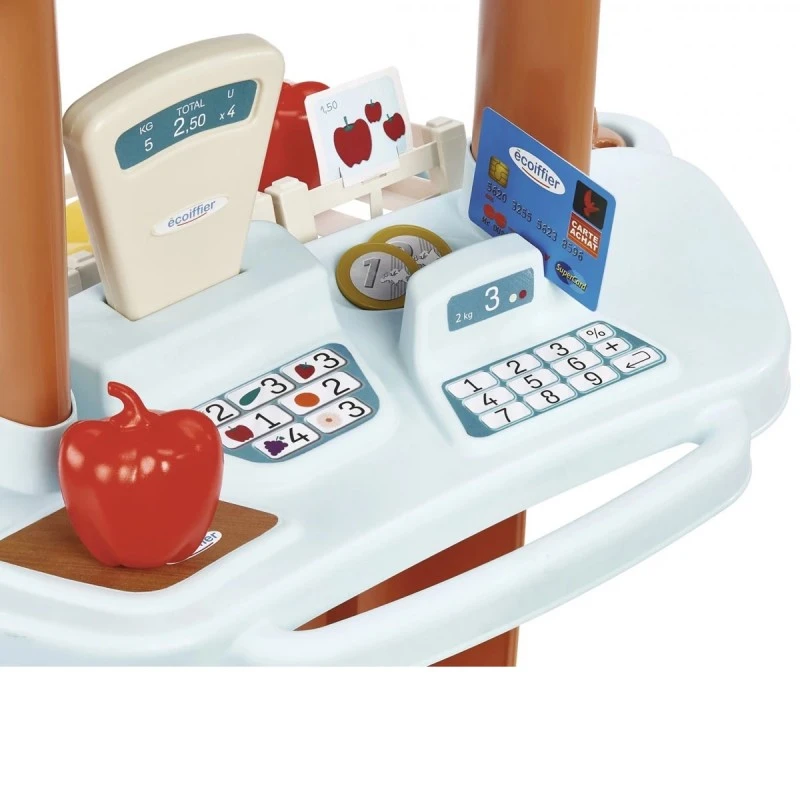 Smoby Пазарен шанд с плодове и зеленчуци и количка, 41 аксесоари, 54.5 x 40 x 69 см, 18+ месеца