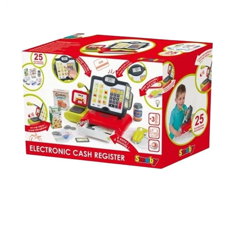 Игрален комплект Smoby, Касов апарат с аксесоари, 5.5 x 2 x 20 cm, 3+ години