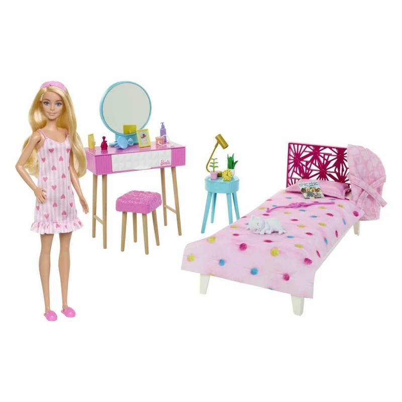 Игрален комплект Барби в спалнята, Barbie Bedroom with doll Playset, HPT55