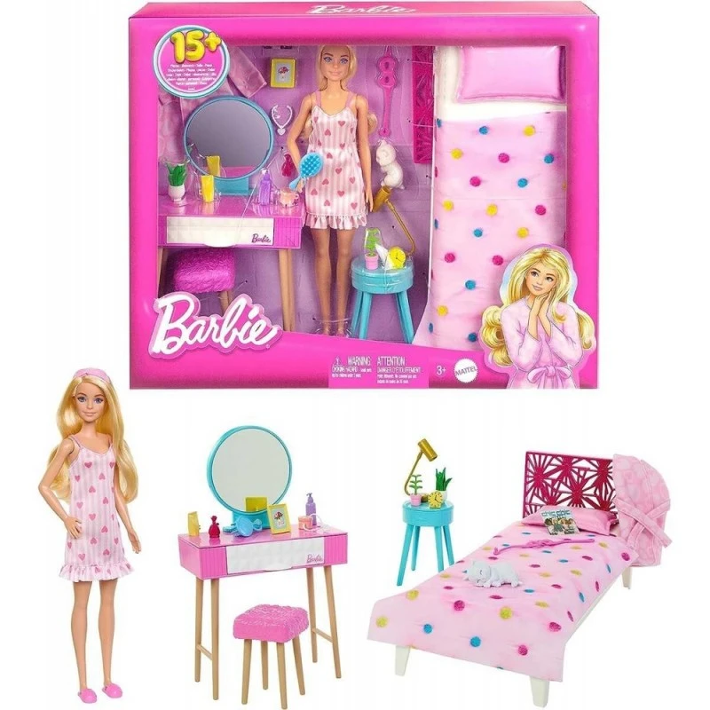 Игрален комплект Барби в спалнята, Barbie Bedroom with doll Playset, HPT55