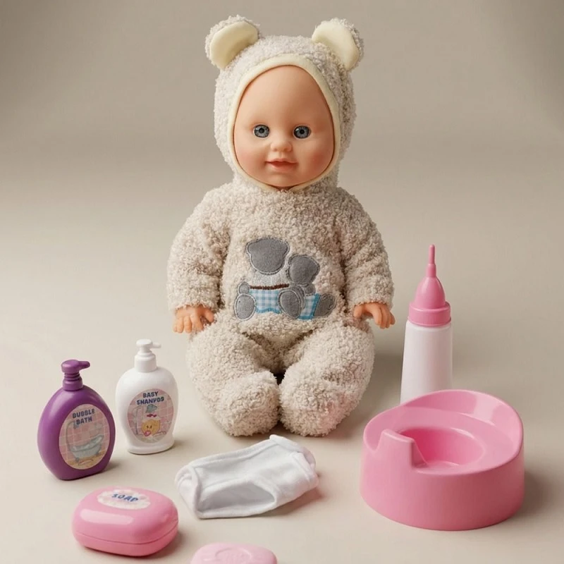 Комплект Кукла-бебе (36см) с куку и аксесоари, Bambolina Teddy