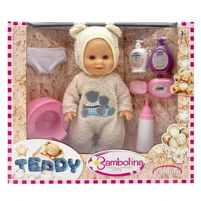 Комплект Кукла-бебе (36см) с куку и аксесоари, Bambolina Teddy