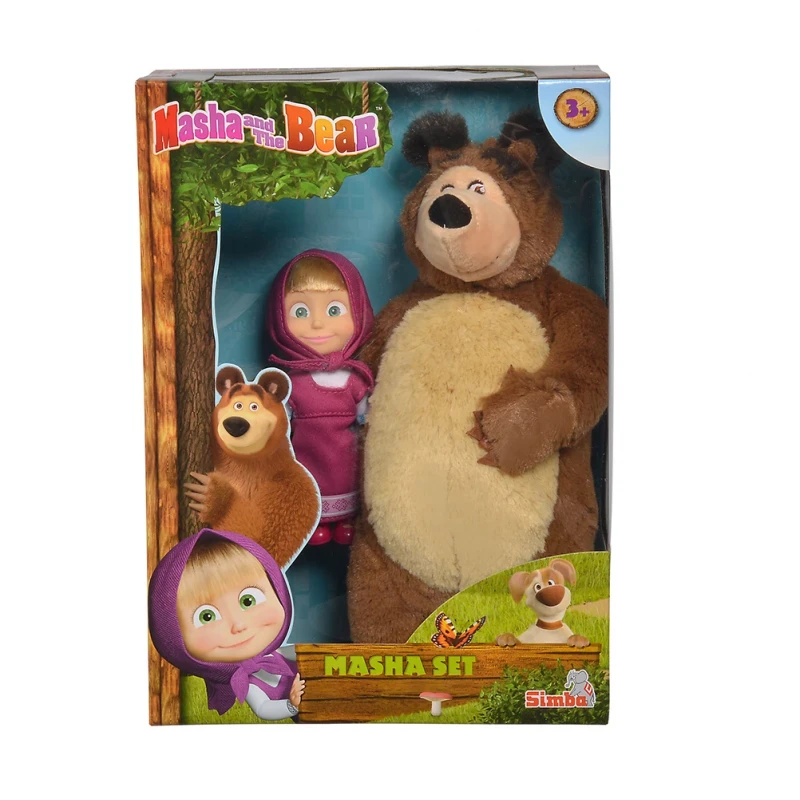 Плюшен Мечок с кукла Маша, 25 см., Simba Маша и мечока, 3+ години