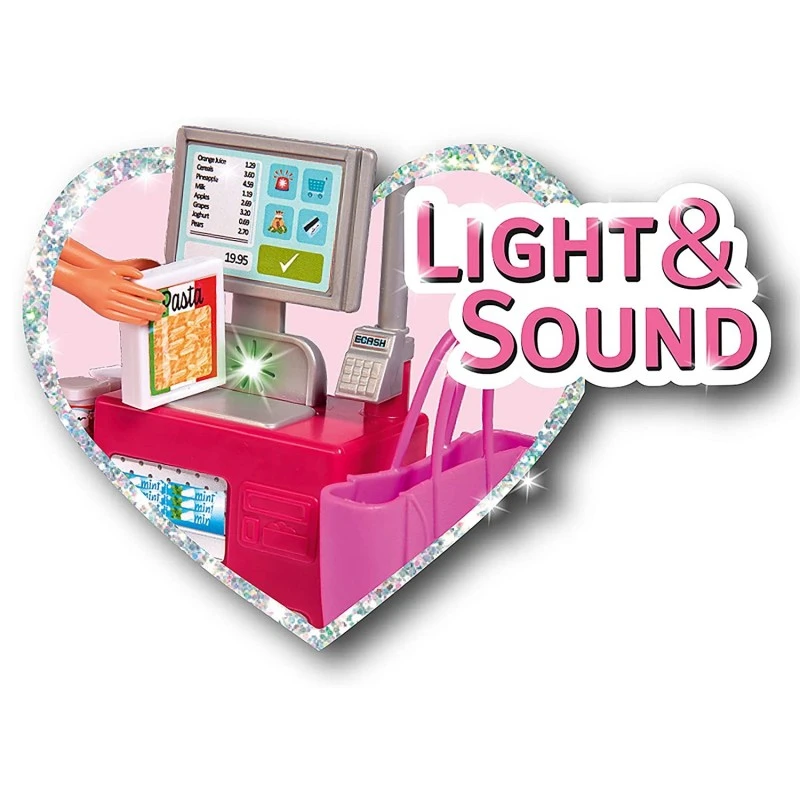 Кукла Simba Toys Steffi Love, Стефи в супермаркета, със звуци и светлини, 5 x 32 x 40 cm