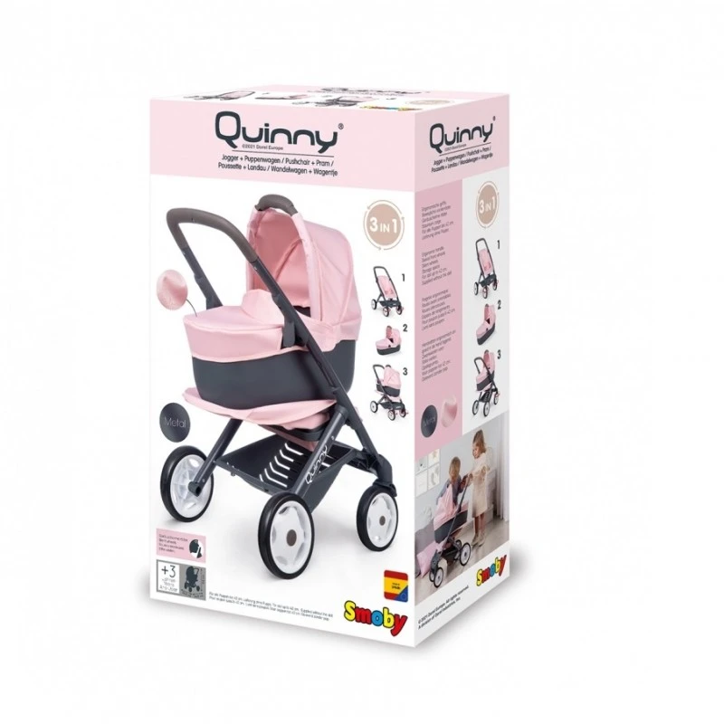Количка за кукли Smoby, 3 в 1, Розова
