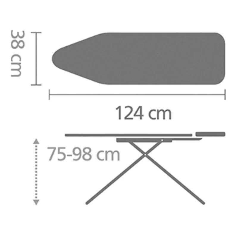 Маса за гладене Brabantia B 124x38cm с поставка за парогенератор, Denim Black