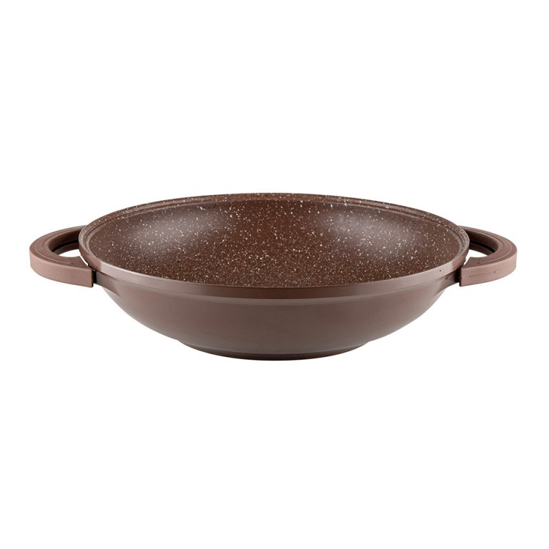 Тиган уок с капак Muhler Mia MR-3285M 32x8.5cm, 3.8L, шоколад, лят алуминий