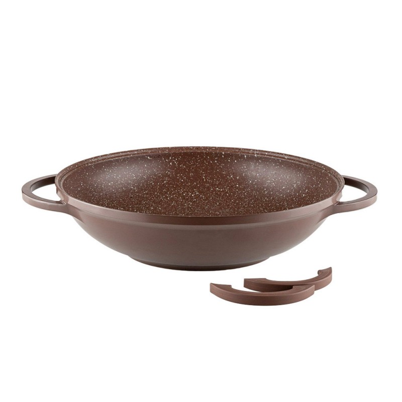 Тиган уок с капак Muhler Mia MR-3285M 32x8.5cm, 3.8L, шоколад, лят алуминий