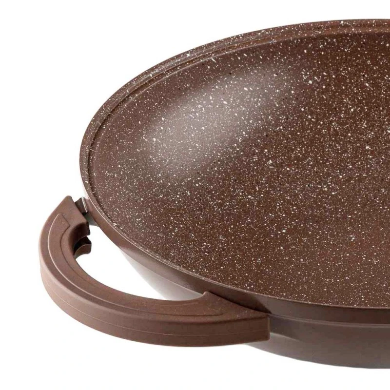 Тиган уок с капак Muhler Mia MR-3285M 32x8.5cm, 3.8L, шоколад, лят алуминий