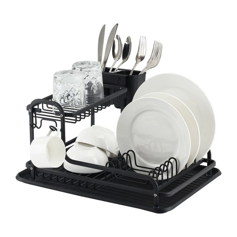 Сушилник за съдове 2 нива Luigi Ferrero FR-4028AD 43x38.5x22cm, черен