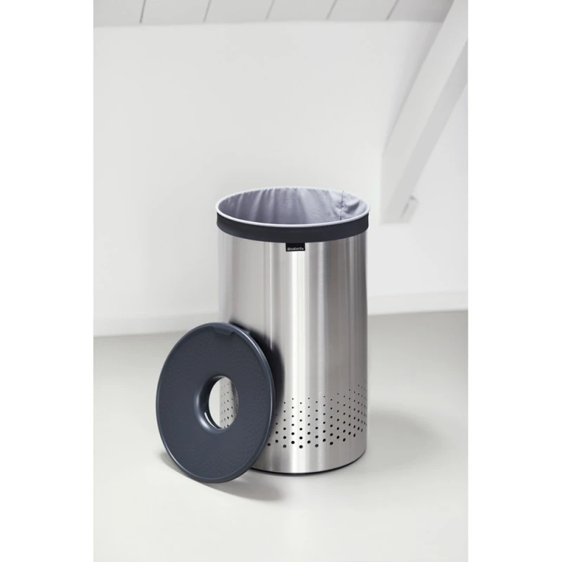 Кош за пране Brabantia 60L, Matt Steel, пластмасов капак, Сребрист