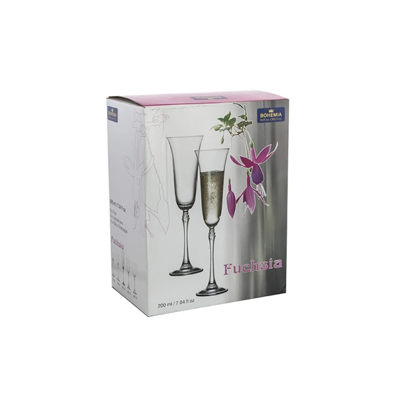 Чаша за шампанско Bohemia Royal Fuchsia 200ml, 6 броя