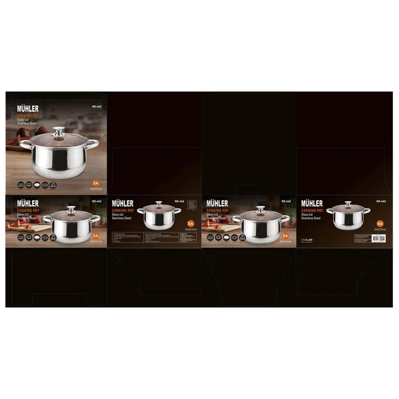 Тенджера Muhler MR-442 NEW 24x13.5cm, 5.4L, кафяв капак