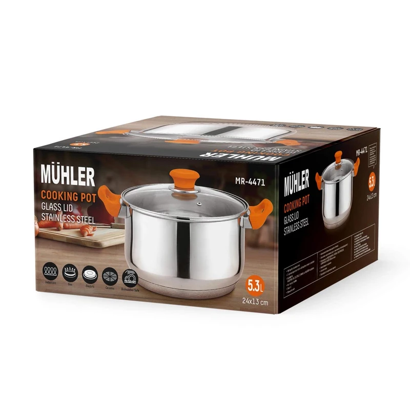 Тенджера Muhler MR-4471 NEW 24х13cm, 5.3L, оранжев