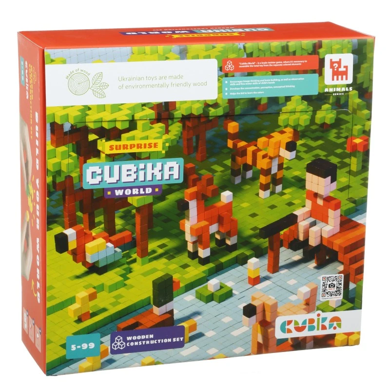 Конструктор от дървени пиксели, Cubika, Животните по света, Изненада