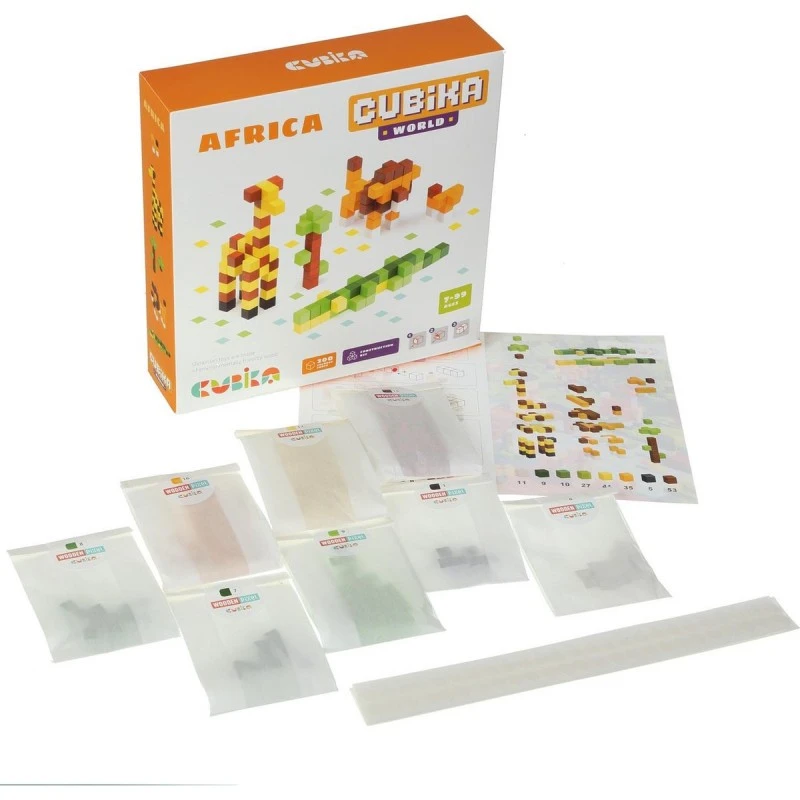 Конструктор от дървени пиксели, Cubika, Африка