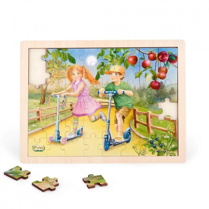 Дървен пъзел Pino Тротинетки, 48 части