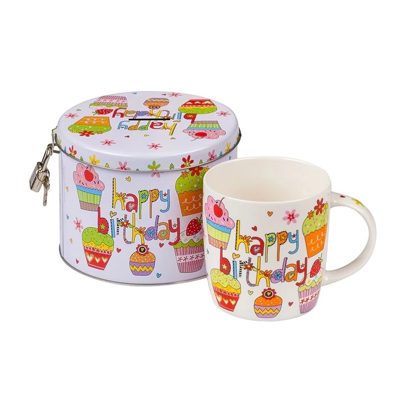 Чаша New Wish Мъфини - в метална кутия-касичка 890201A, 9 см, 350 мл, Ø 8,5 см