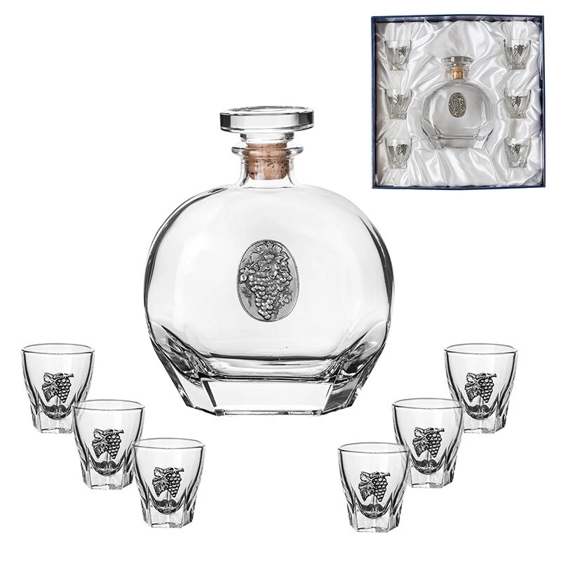 Комплект FREITAS & DORES, 7бр., Бутилка + 6 чаши, За ракия