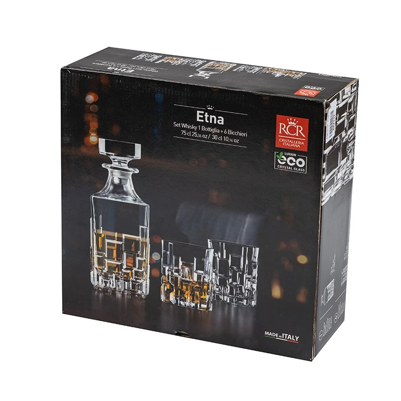 Комплект за уиски Димс-92 ETNA, Бутилка и 6 броя чаши