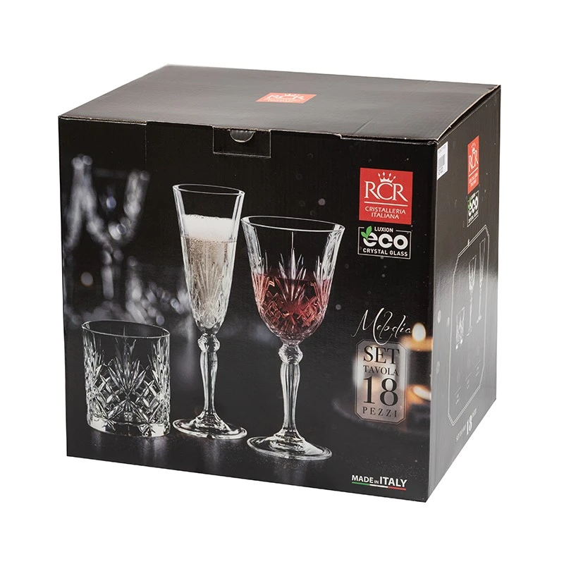 Комплект от 18 части Димс-92 MELODIA, 6 чаши за вино, 6 чаши за уиски и 6 чаши за шампанско