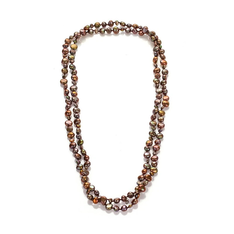 Колие Swan Pearls CA964NE, Барокови Кафяви Перли, Сребро