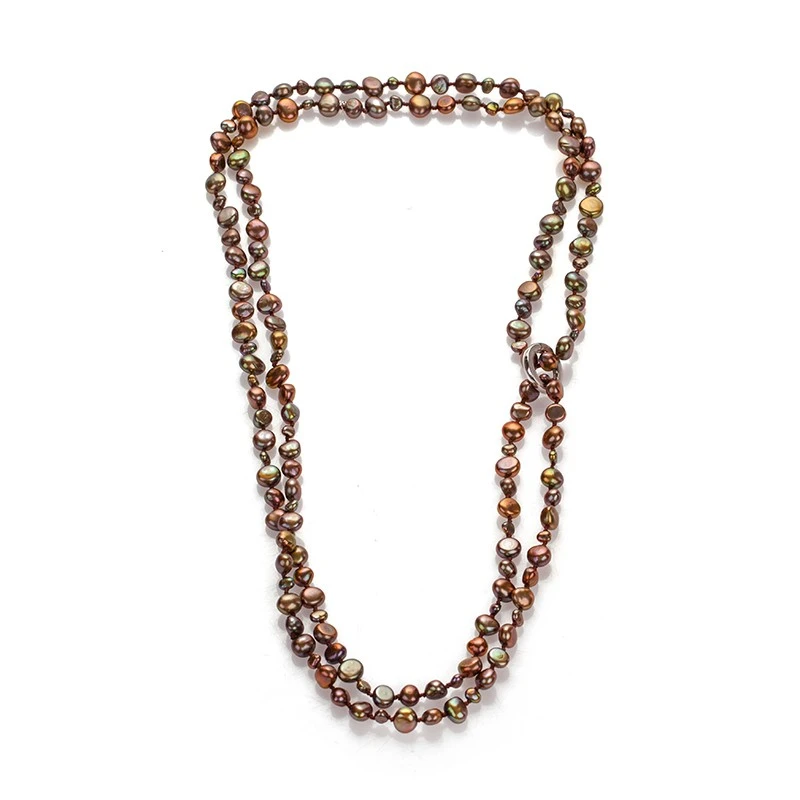 Колие Swan Pearls CA964NE, Барокови Кафяви Перли, Сребро