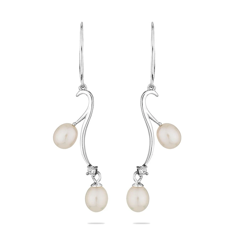 Обеци Swan Pearls CAA004 Бели Перли, Сребро 925