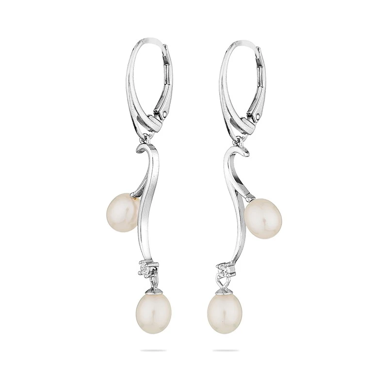 Обеци Swan Pearls CAA004 Бели Перли, Сребро 925