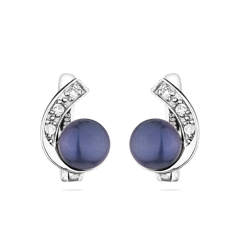 Обеци Swan Pearls CAA020EB Черни Перли, Сребро 925