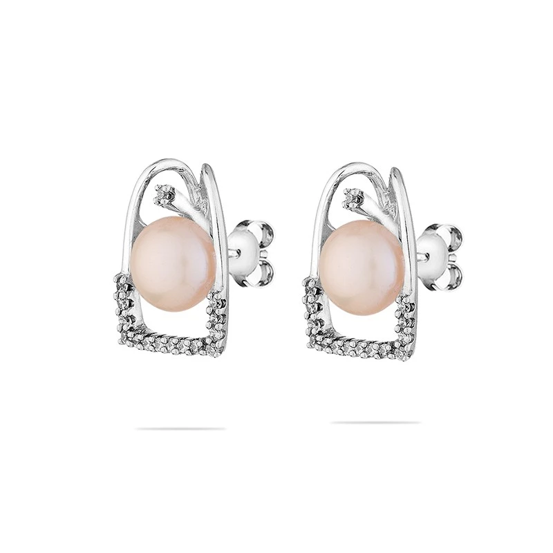 Обеци Swan Pearls CAA032P Розови Перли, Сребро 925