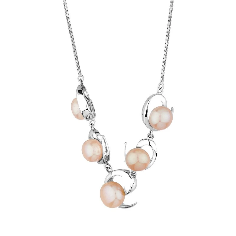 Колие Swan Pearls CAA035P, Сребро Розови Перли, Сребро