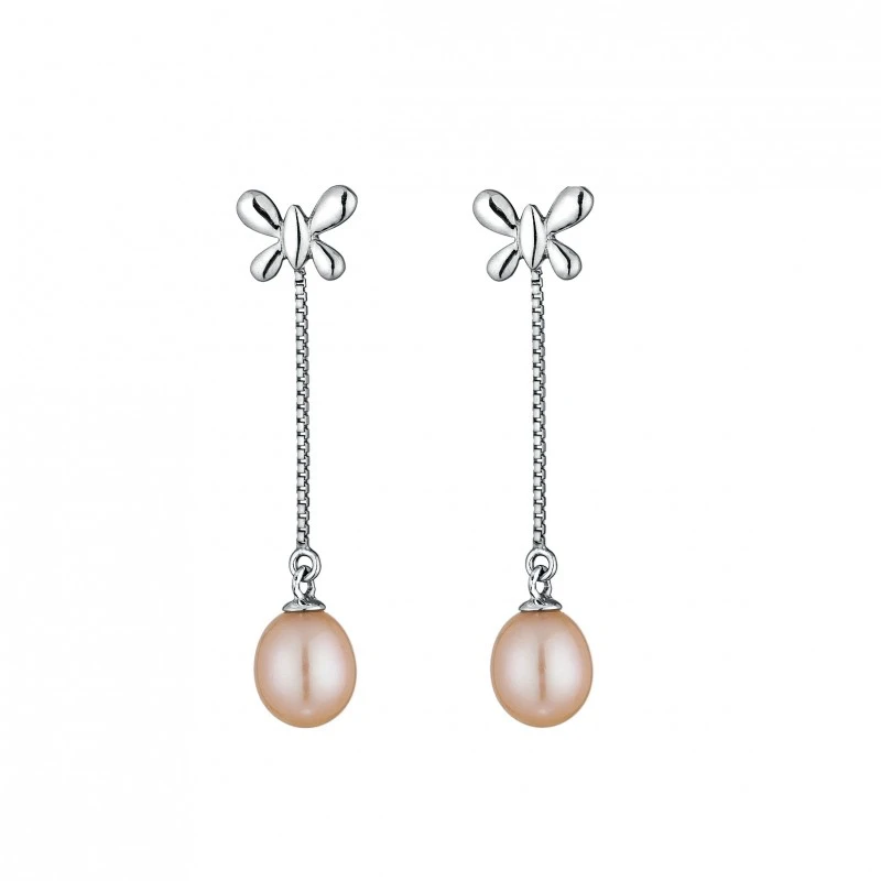 Обеци Swan Pearls CAA039P Пеперуди, Розови Перли, Сребро 925