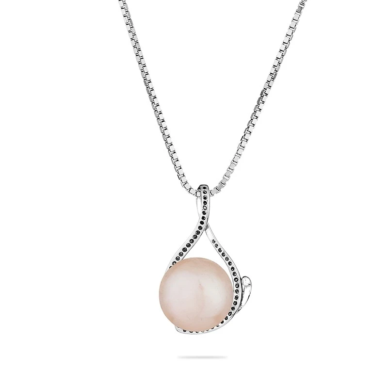 Колие Swan Pearls CAA058, Бяла Перла, Сребро