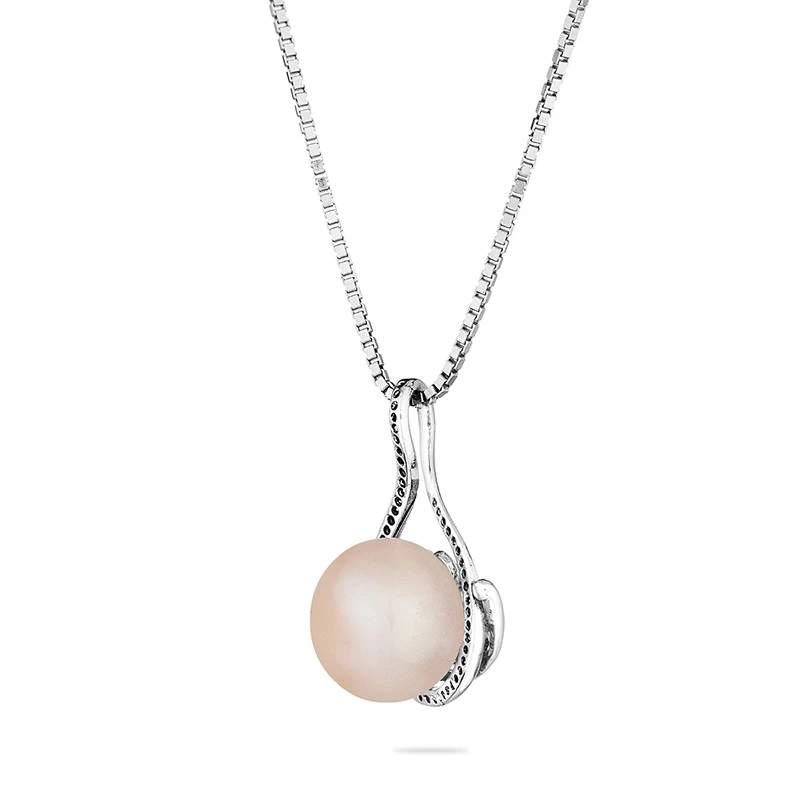 Колие Swan Pearls CAA058, Бяла Перла, Сребро