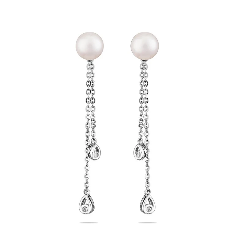 Обеци Swan Pearls CAA092EW Бели Перли, Цирконий, Сребро 925