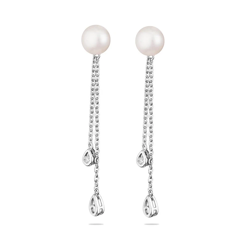 Обеци Swan Pearls CAA092EW Бели Перли, Цирконий, Сребро 925