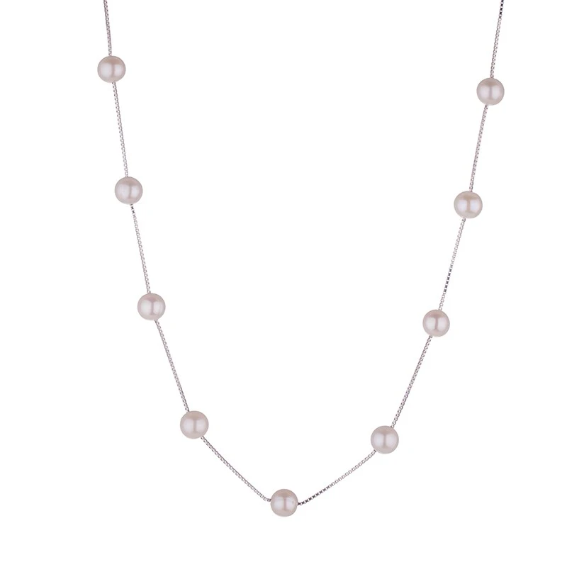 Колие Swan Pearls D009NW, Бели Перли, Сребро