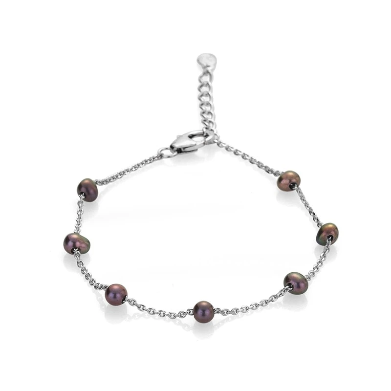Гривна Swan Pearls D086BB, Черни Перли, Сребро