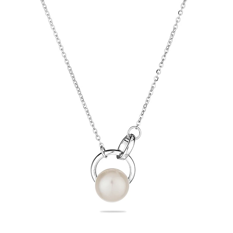 Колие Swan Pearls END087N, Бяла Перла, Сребро