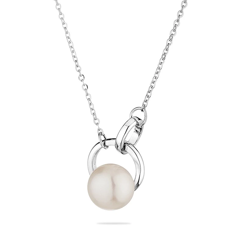 Колие Swan Pearls END087N, Бяла Перла, Сребро