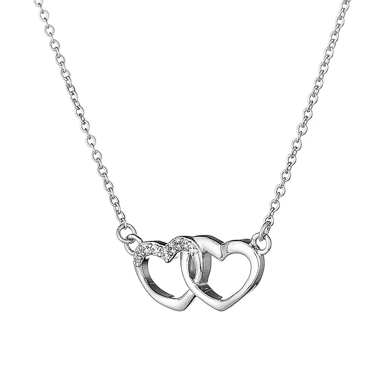 Колие Swan Pearls END843N, Две Сърца, Сребро